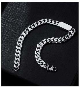 Higher Polished Curb <b>Chain</b> Stainless Steel Laser <b>Name</b> Customized logo Couples Lovers Bracelet - Product Image 2