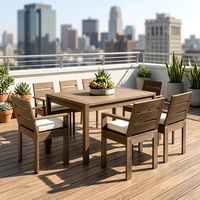 Table de repas d'extérieur design contemporain en chêne, imperméable et légère