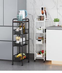 Chariot de rangement, chariot roulant de cuisine avec tiroir en fil métallique - Product Image 4