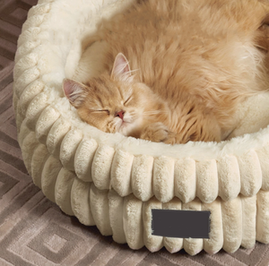 Cueva de gato cerrada cálida, cama de lujo para perros, terciopelo de leche grueso, nido redondo de tamaño pequeño para sueño profundo, patrón sólido - Product Image 2