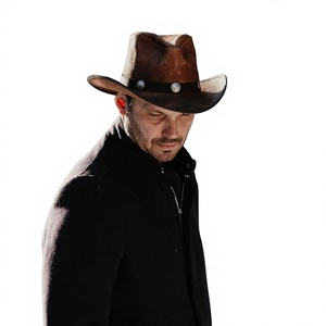 Chapeau de cowboy en laine marron, chapeau d'extérieur à large bord, chapeau de cowboy unisexe pour adulte, chapeau de cowboy décontracté, chapeau de cowboy pour toutes les saisons - Product Image 3