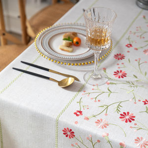 Boho crochet salle à manger nappe moderne mode glands décoratifs faits à la main 100% lin - Product Image 3