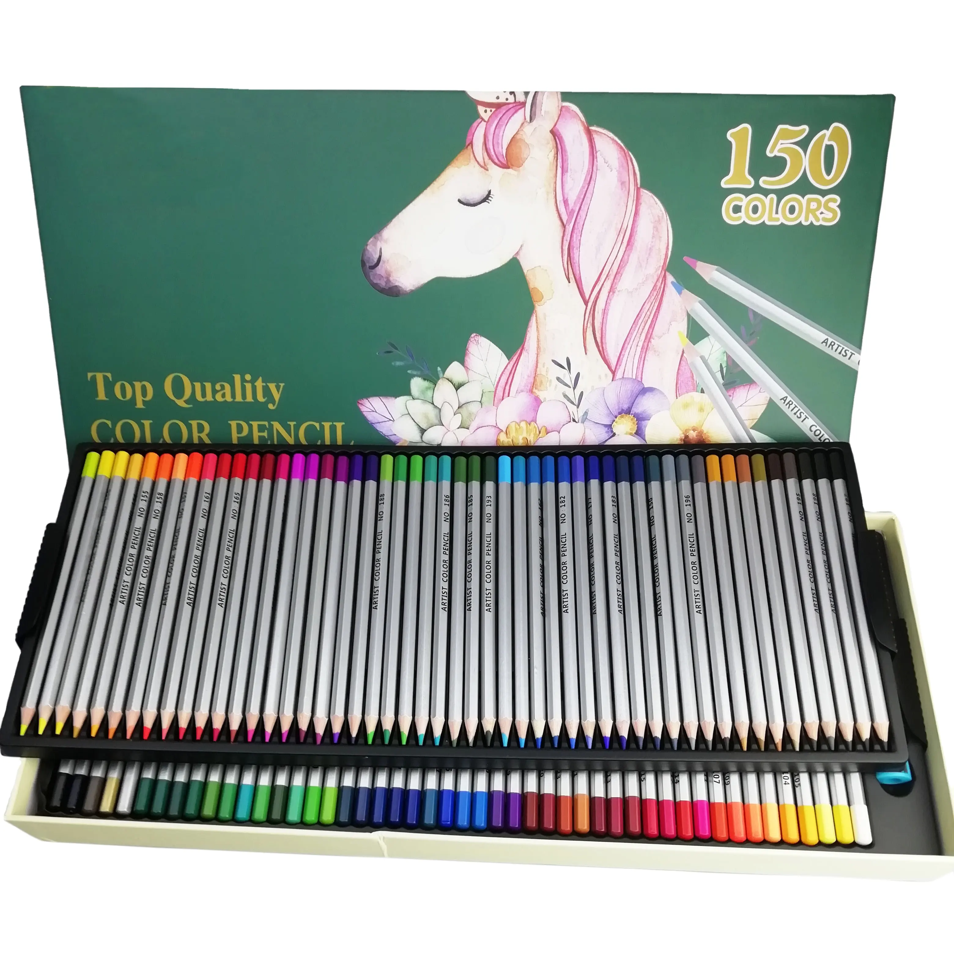 150 สีตะกั่วCoreคุณภาพสูงSketchingดินสอสีชุดSharpener DIYดินสอสี