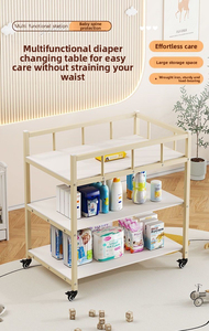 Cambiador de Bebé Metálico Plegable Multifuncional con Ruedas, Estación Portátil para Cambiar Pañales y Bañar al Recién Nacido con Almacenamiento - Product Image 3