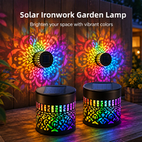 Lampe solaire de jardin en acier inoxydable Art Déco, étanche IP44, motif d'ombre dégradé coloré, angle de faisceau à 360°, commande par bouton