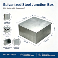 Caja de Conexiones Eléctricas de Acero Galvanizado 300x300x105mm, Caja Metálica Impermeable para Proyectos Eléctricos y Conexiones de Cableado