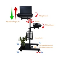 Bureau mobile en acier réglable en hauteur pneumatique pour ordinateur portable avec tiroir Bureau d'ordinateur