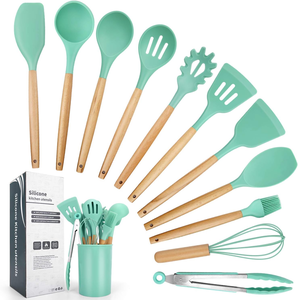 Juego de utensilios de cocina de silicona multifuncional de alta calidad de 12 piezas con juego de cocina con mango de madera - Product Image 1