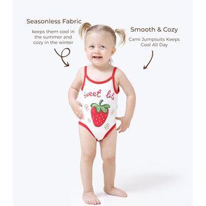 ชุดบอดี้สูทเด็กแรกเกิด DreamHalo แพ็ค 3 ชิ้น สำหรับเด็กผู้หญิง แขนกุด ผ้าวิสโคสใยไผ่ สีแดง ชุดจั๊มสูทสำหรับฤดูร้อน - Product Image 4