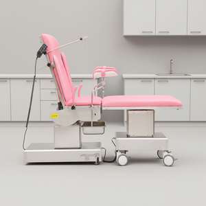 Многофункциональная электрическая гинекологическая кушетка для акушерских осмотров и родов, металлическая, розовая, с сертификатом CE - Product Image 1
