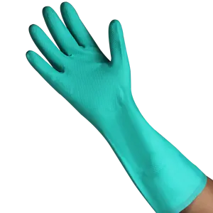 Grüne Nitril-Haushalts handschuhe Chemisch beständige Industrie handschuhe