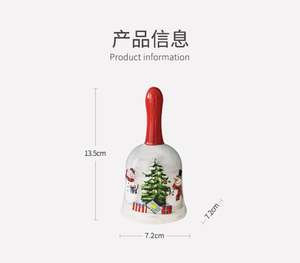 Campana de Mano de Cerámica Navideña al por Mayor, Campana de Cena de Estilo Europeo Vintage con Estampado de Muñeco de Nieve - Product Image 2