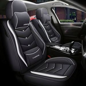 Housse de siège de voiture universelle de style sportif et protège-tête imperméables en PU pour sièges avant et arrière - Product Image 3