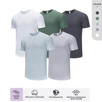 Kaos Olahraga 100% Poliester Pakaian Olahraga Pria Kaos Gym Dry Fit Lengan Pendek Kaos Atletik