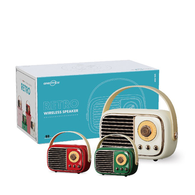 New Style Beautiful Metal Sound Equipment 500mAH Rechargeable Battery Retro Music TWS Stereo Portable 5.0 Bt Wireless Speaker