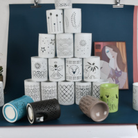 Porte-bougie en céramique brûleur à huile huile essentielle encens diffuseur d'arôme four décoration de la maison romantique blanc forme d'amour