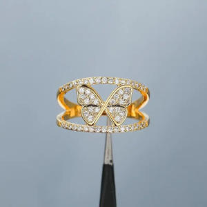 Anillo de Cóctel Q225 con Forma de Mariposa para Mujer, Plata de Ley 925, Chapado en Oro, Circonita Cúbica, Micro Pavé, Joyería de Moda, Regalo - Product Image 6