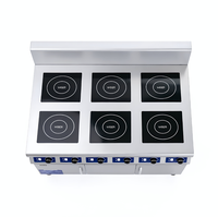 Table de cuisson à induction en céramique en acier inoxydable à 6 brûleurs, cuisinière électrique professionnelle pour restaurant