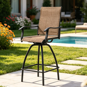 Silla Giratoria de Exterior con Respaldo Alto, Estilo Retro, Muebles de Jardín y Patio, Silla Giratoria Impermeable para Patio, en Oferta - Product Image 1