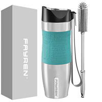 Mug à café isotherme à double paroi en acier inoxydable avec couvercle à verrouillage de sécurité, manchon en silicone antidérapant, sans BPA, 6-12 heures, tasse cadeau