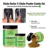 Kit de soin capillaire authentique chadien Chebe prêt à l'emploi : Beurre de Chebe + Poudre de Chebe pure – Traitement DIY réparateur intense pour cheveux secs et abîmés