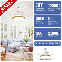 Ventilateur de plafond LED 1stshine, moteur CC, 42 pouces, moderne, invisible, pour chambre à coucher, avec lumière