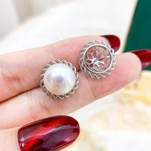 Boucles d'oreilles en argent S925 avec perles de 10 à 17 mm, accessoires de perles DIY tendance, supports vides pour boucles d'oreilles et clous d'oreilles, ensemble de bijoux 21494 - Product Image 2