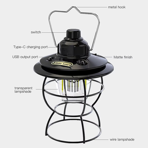 Outdoor Retro <b>Small</b> Lantern Portable Camping Lamp Energy-saving Lighting in Three Modes Rechargeable Ambient Light <b>Tent</b> Lamp - Product Image 4