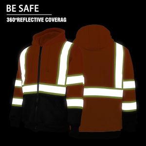 Sweat-shirt de sécurité certifié CE classe 2 ANSI printemps/automne avec bandes réfléchissantes, fermeture éclair, doublure polaire, vêtements de sécurité chauds - Product Image 5