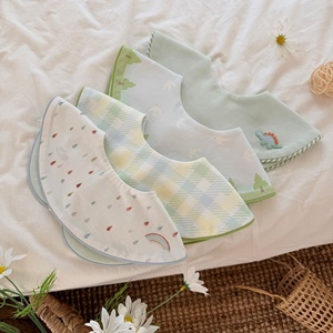 Aiwoyoo Babero de Algodón con Borde en Contraste y Patrón de Dibujos Animados de Animales para Bebés y Niños Pequeños de 26 Pulgadas, Absorbente y de Secado Rápido - Product Image 3
