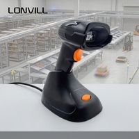 Lecteur de codes-barres sans fil portable LONVILL multi-langues avec clavier, collecte rapide de données, indicateur LED pour ligne de production
