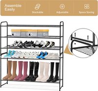 Rak Sepatu Logam Panjang untuk Lemari, Organizer Sepatu untuk Pintu Masuk, Rak Penyimpanan Sepatu Lebar yang Dapat Ditumpuk, Rak Kawat Kokoh Modern untuk Ruang Makan