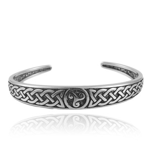 Brazalete Abierto de Plata Tibetana Unisex con Diseño de Nudo Celta, Regalo de Joyería 280720 - Product Image 1