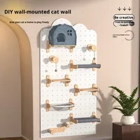 Cadre d'escalade pour chat mural à 5 niveaux de style pastoral écologique transfrontalier toutes saisons planche de bois perforée 40x60cm animal de compagnie