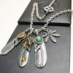 Collar de Plumas con Incrustaciones de Turquesa Azul de Chrome Goro's <span class=keywords><strong>Guro</strong></span>, Chapado en Oro, con Diseño de Pico de Águila y Corazón Japonés para Amantes - Product Image 1