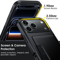 Funda Protectora para Teléfono 2 en 1 con Ranura para Tarjetas, Deslizable, de TPU, Protección Completa a Prueba de Golpes para iPhone 18 17 Air 16 15 Plus Pro Max