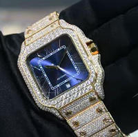 Montre en Moissanite VVS D Color avec Logo, Cadran Carré Chiffres Romains, Colorée, pour Hommes et Femmes, Style Carters, Montre en Moissanite 9015