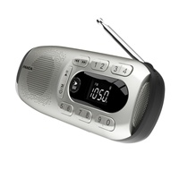 Radio portable mini avec écran LCD, batterie rechargeable intégrée, haut-parleur intégré, fonctions AM/FM/SD/USB/MP3