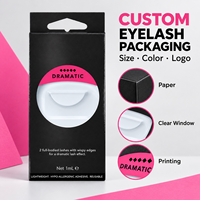 Boîte d'emballage en papier personnalisée pour cils, vide, avec fenêtre et languette de suspension, pour faux cils et cils en vison, vente en gros
