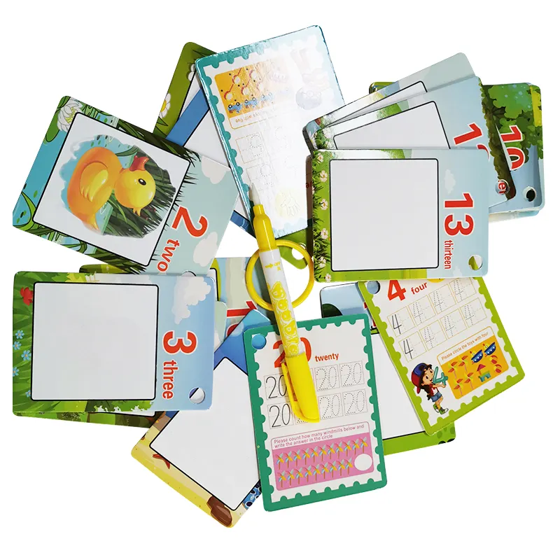 Inglês aprendizagem brinquedos crianças desenho da água cartas de aprendizagem com caneta de rabisco