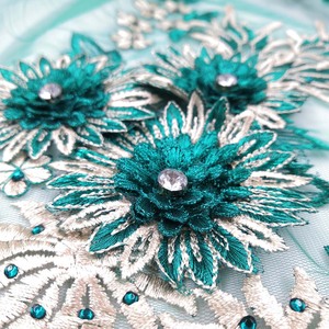 Top moda paillettes 3D fiore francese africano tessuto di pizzo per le donne abito da sposa - Product Image 4