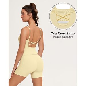 Conjuntos Deportivos para Mujer, Top con Espalda Descubierta y Tirantes, Shorts de Gimnasio con Bolsillos, Conjuntos de Yoga de 2 Piezas, Transpirables, de Secado Rápido, Spandex - Product Image 6