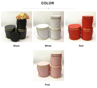 AM-GPA80 Ammy Boîte Cadeau Ronde Cylindrique 3-en-1 de Luxe Couleur Unie, Boîte Vide en Papier avec Bord Doré pour la Saint-Valentin