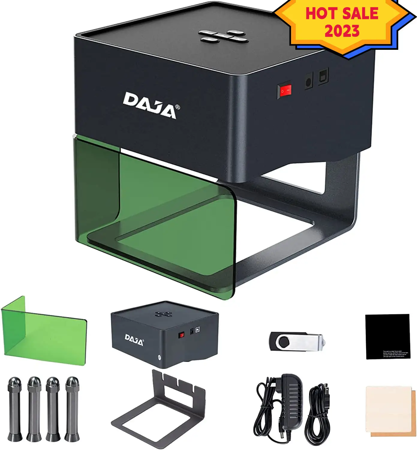 DAJA portatile Mini Desktop di plastica da te per incisione Laser elettrico macchina per incisione a diodi compensato per tagliare il legno incisione in metallo