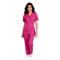 Tenue de travail médicale internationale pour infirmières : pantalon et haut à manches courtes en denim pour salle d'opération et isolation, pour femmes