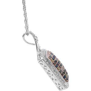 Diamond Pendant <b>Necklace</b> 1.01 Cttw White Multi Color Brilliant Cut Luxury 925 Sterling Silver 18 Inch diamond engagement <b>ring</b> - Product Image 2