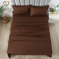 Drap de lit en microfibre brossé, ensemble de literie teint solide à rayures, avec comptage de 1800 fils, 15 pièces
