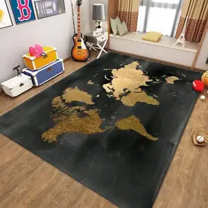 金色和黑色3d地毯打印图片设计地图地毯和地毯客厅
