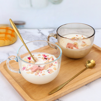 Verre à boire vide de 380 ml (16 oz) avec poignée et cuillère, idéal pour le petit-déjeuner, le thé, le lait, le jus, le café – Vente en gros