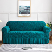 Housse de Canapé Moderne Élastique Trois Places avec Jupe, Anti-Poussière Complet, en Tissu Cationique Épaissi